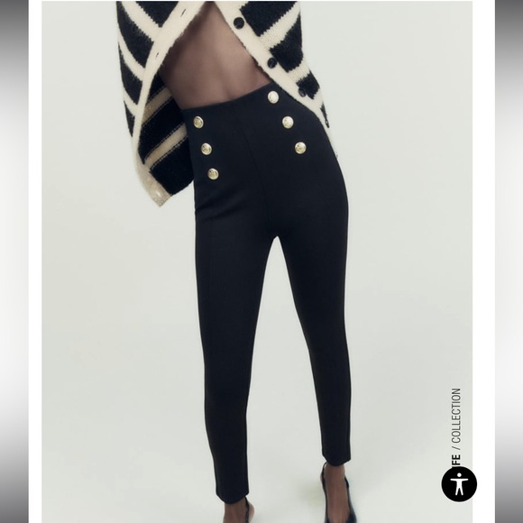 NWOT Zara Sz M High-waisted Leggings with Elastic Waistband. - Picture 2 of 11